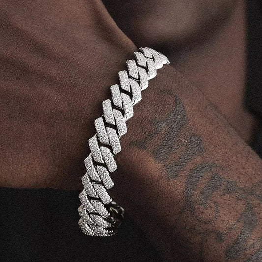 Veloura™ Iced Cuban Link Bracelet – Premium Silver Edition