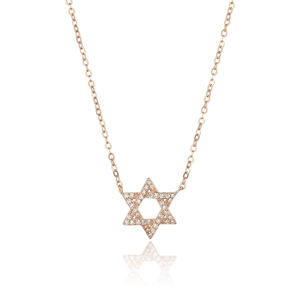 שרשרת כסף סטרלינג 925 עם תליון מגן דוד – צבע זהב