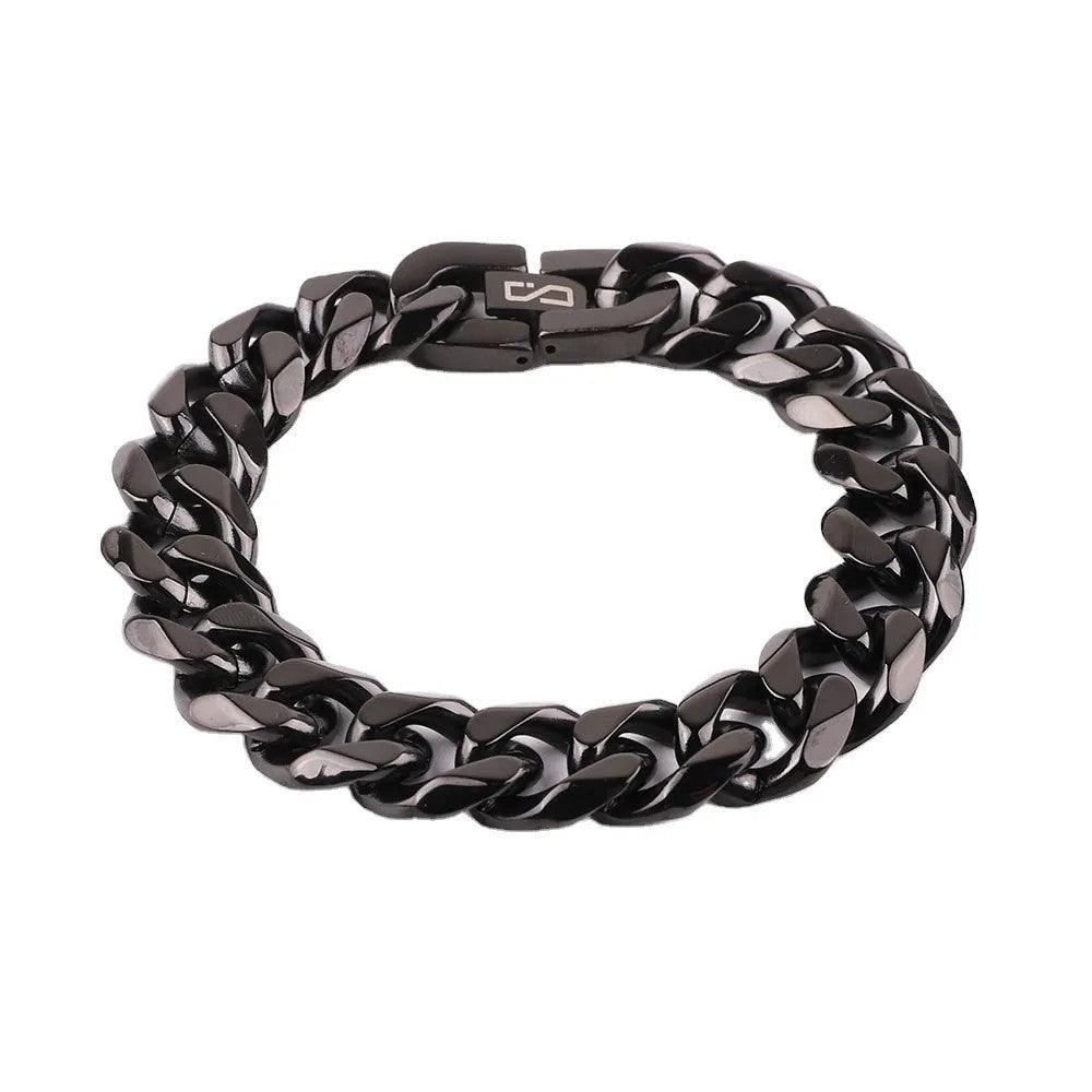 צמיד חרוזים שחור לגבר עם כסף סטרלינג 925