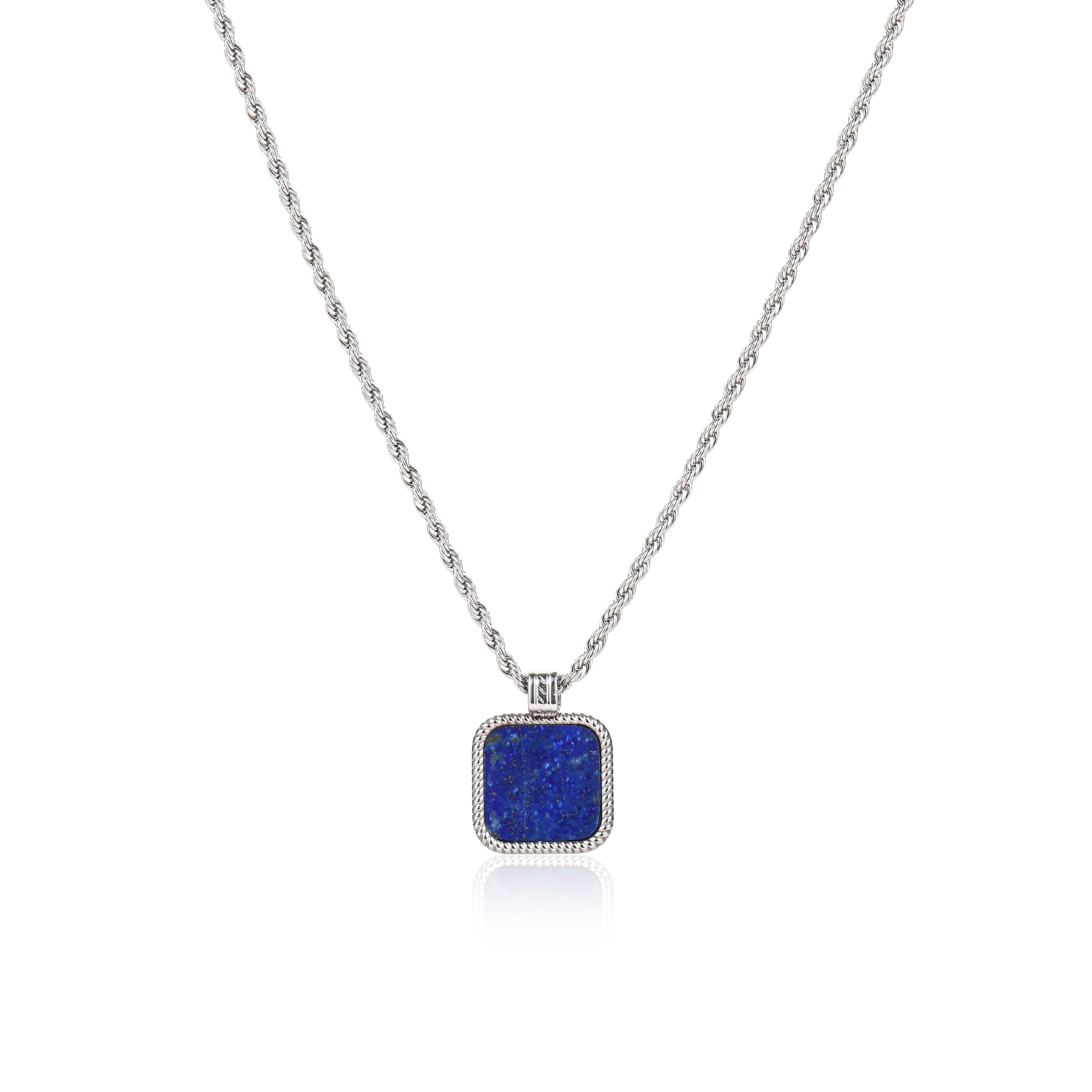 שרשרת כסף סטרלינג 925 עם תליון מרובע שחור