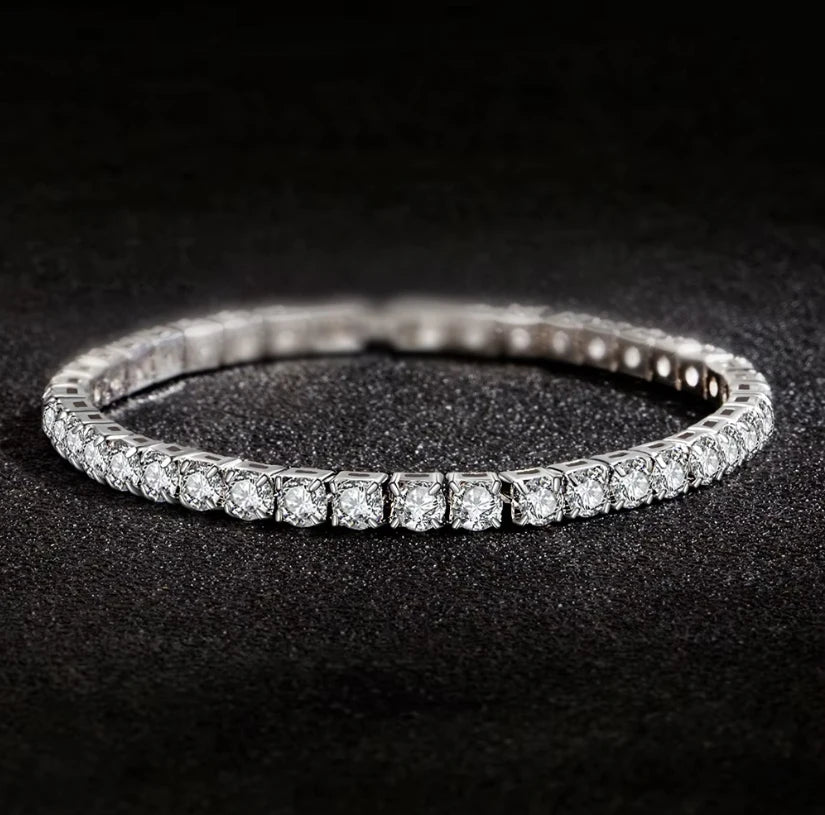 Veloura™ 4mm Diamond Cut Tennis Bracelet – Premium Silver Edition