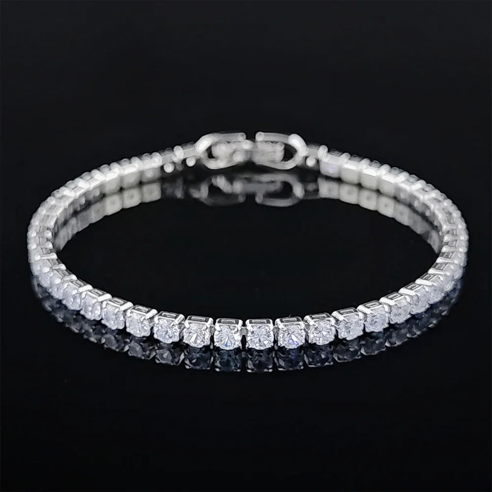 Veloura™ 4mm Diamond Cut Tennis Bracelet – Premium Silver Edition