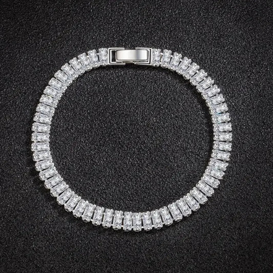 Veloura™ Crystal Elegance Bracelet – 18CM Silver Luxury Edition