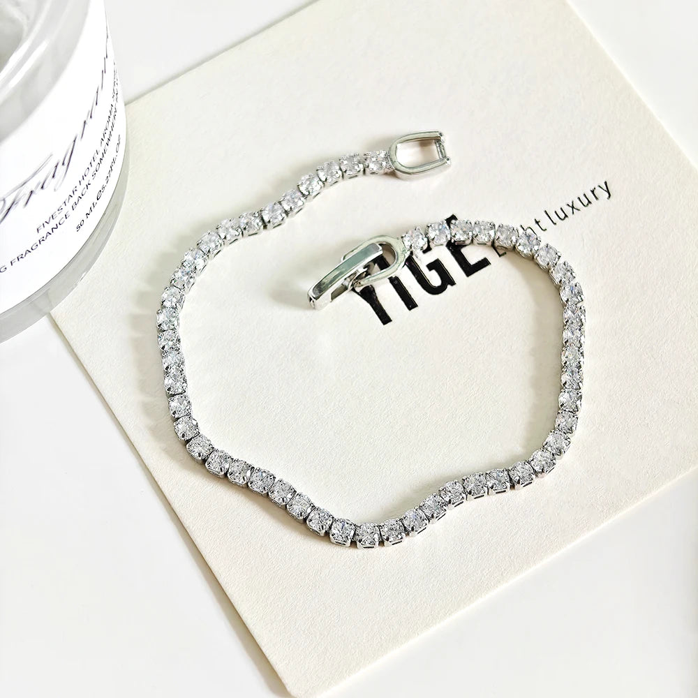 Veloura™ 4mm Diamond Cut Tennis Bracelet – Premium Silver Edition