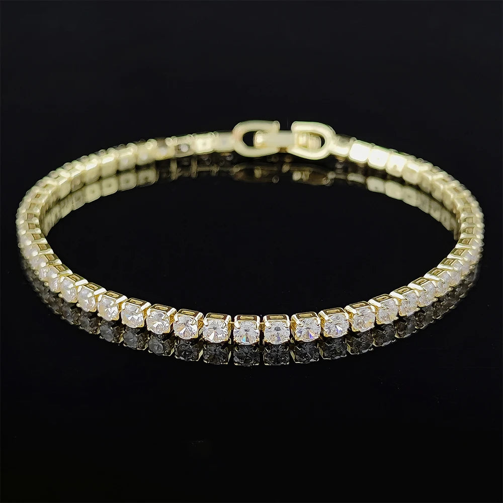 Veloura™ Radiant Tennis Bracelet – 18K Rose, Gold & Silver Edition