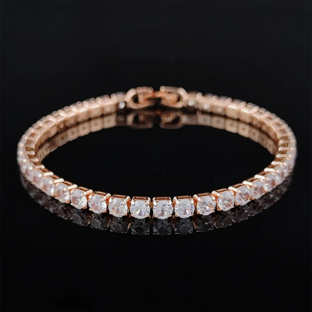 Veloura™ Radiant Tennis Bracelet – 18K Rose, Gold & Silver Edition