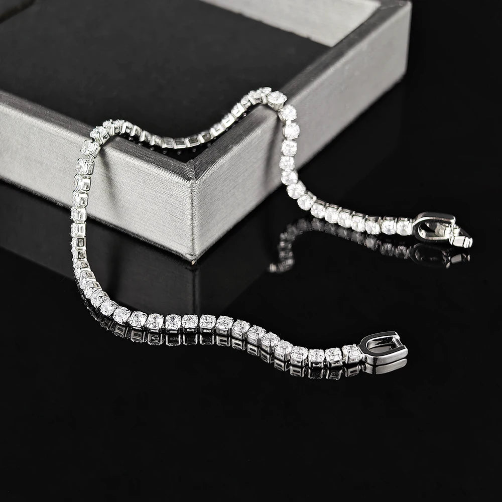 Veloura™ 4mm Diamond Cut Tennis Bracelet – Premium Silver Edition