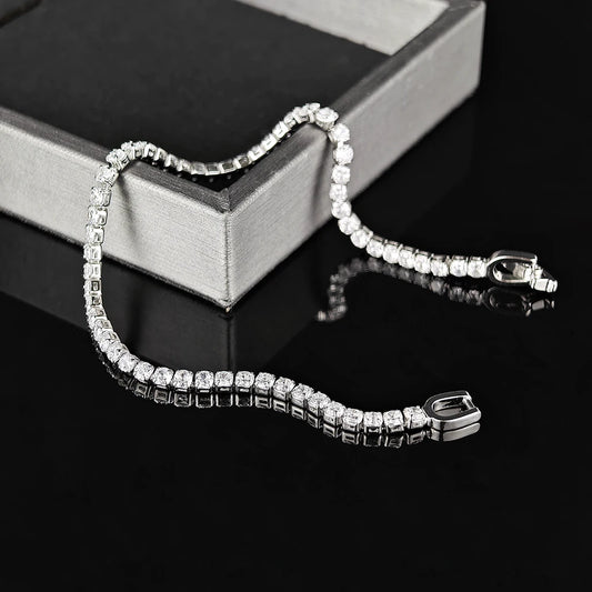 Veloura™ 4mm Diamond Cut Tennis Bracelet – Premium Silver Edition
