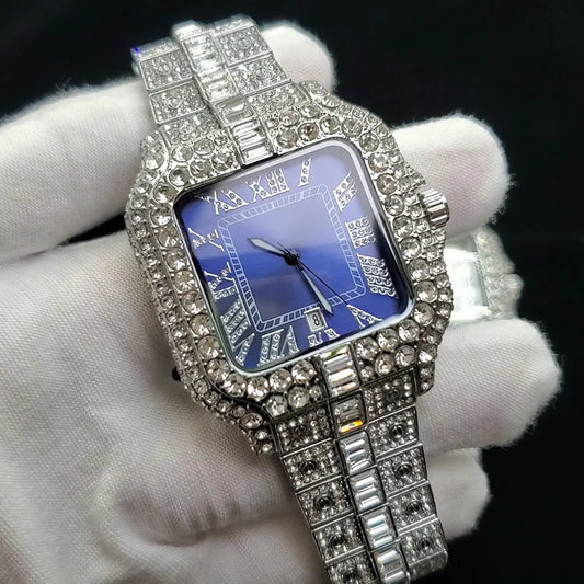 Veloura™ Royal Blue Diamond Watch – Silver Edition