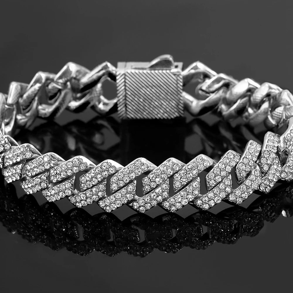 Veloura™ Iced Cuban Link Bracelet – Premium Silver Edition