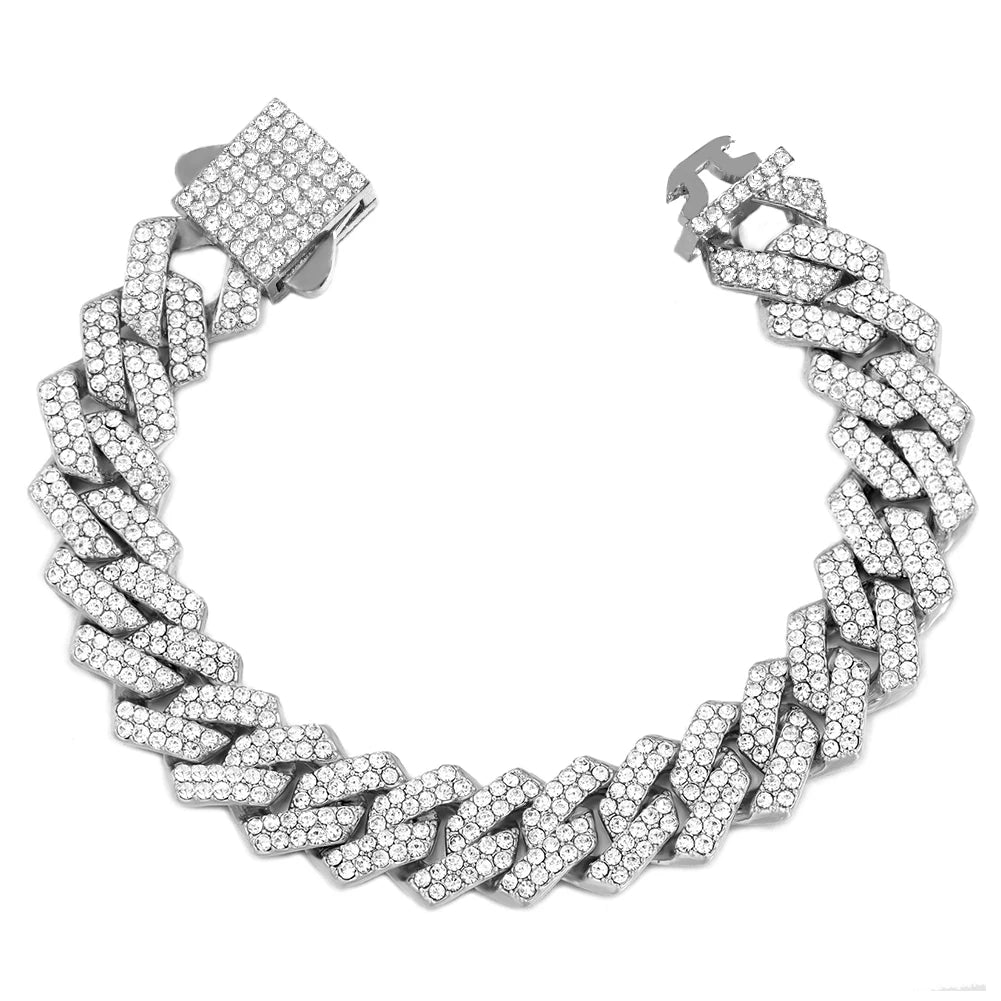 Veloura™ Iced Cuban Link Bracelet – Premium Silver Edition