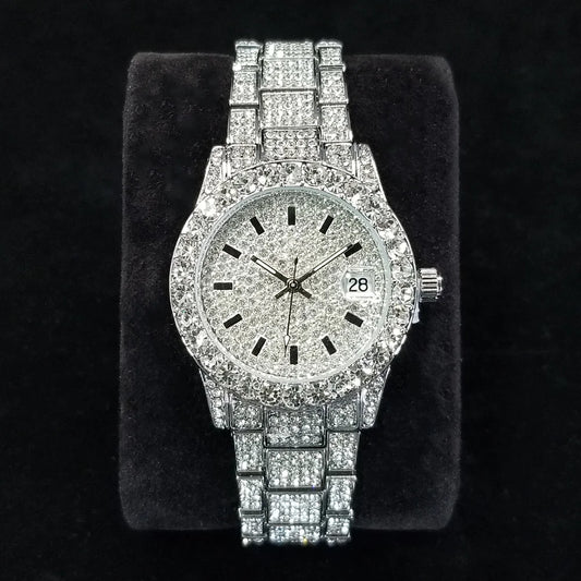 Veloura™ Diamond Chrono Watch – 18K Gold & Silver Edition
