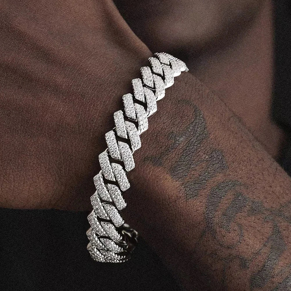Veloura™ Iced Cuban Link Bracelet – Premium Silver Edition