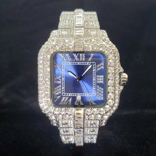 Veloura™ Royal Blue Diamond Watch – Silver Edition