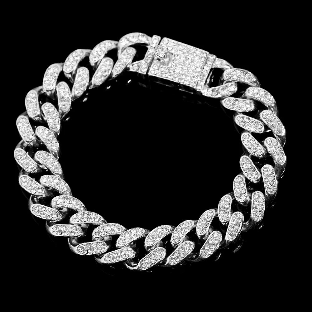 Veloura™ Iced Cuban Link Bracelet – Premium Silver Edition