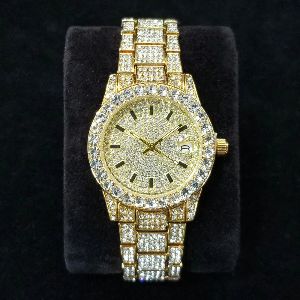 Veloura™ Diamond Chrono Watch – 18K Gold & Silver Edition