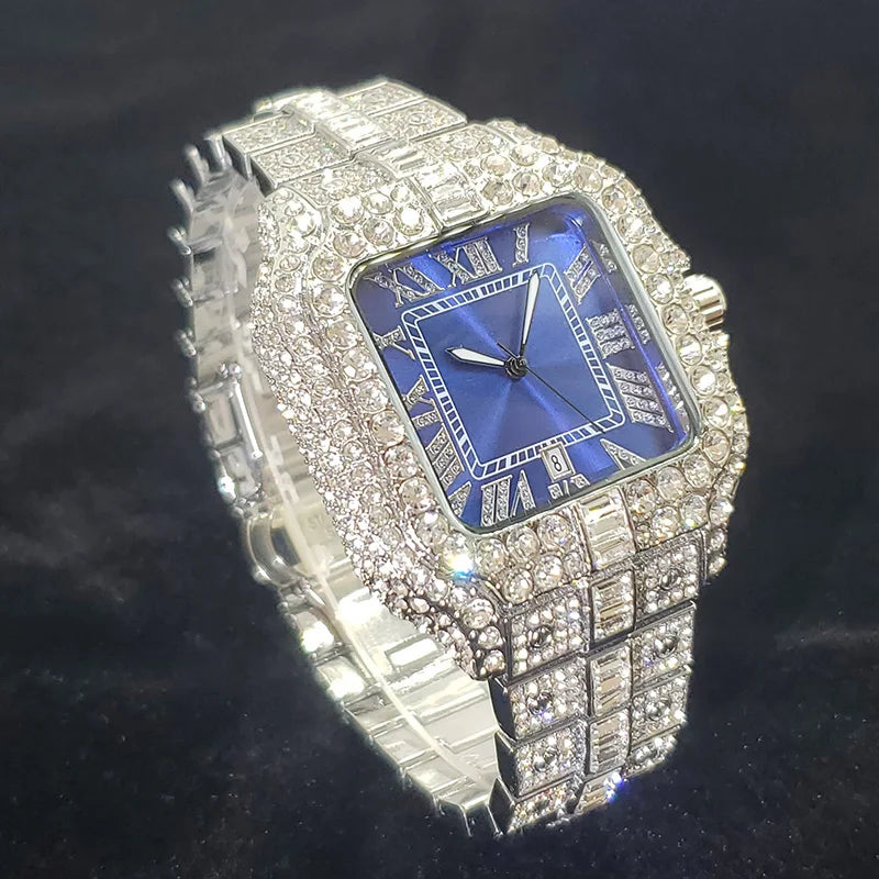 Veloura™ Royal Blue Diamond Watch – Silver Edition