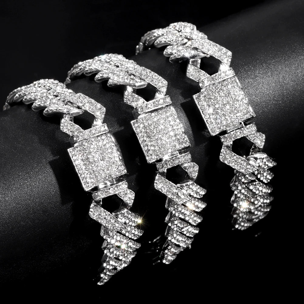 Veloura™ Iced Cuban Link Bracelet – Premium Silver Edition