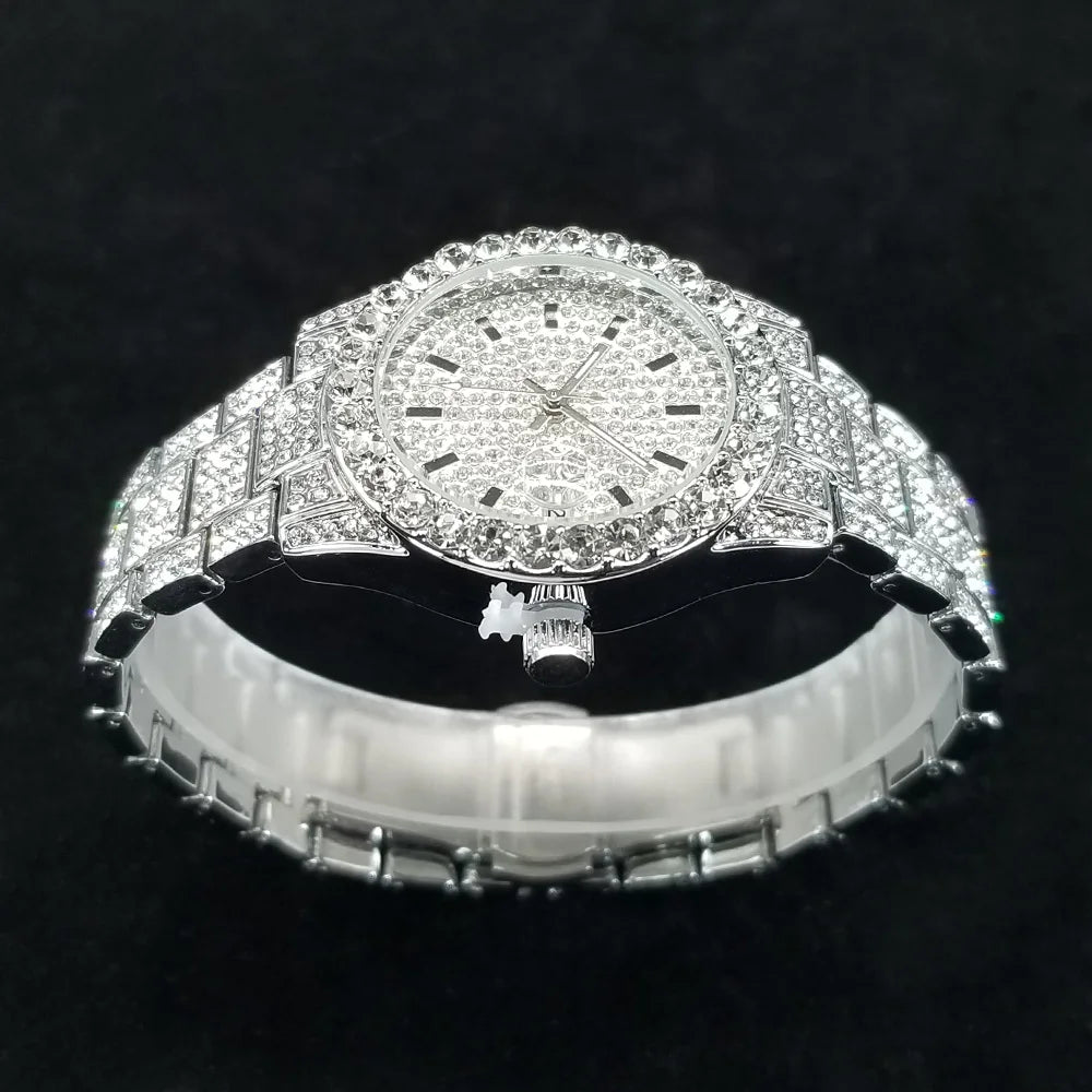 Veloura™ Diamond Chrono Watch – 18K Gold & Silver Edition