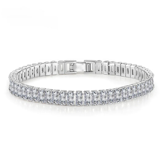 Veloura™ Crystal Elegance Bracelet – 18CM Silver Luxury Edition