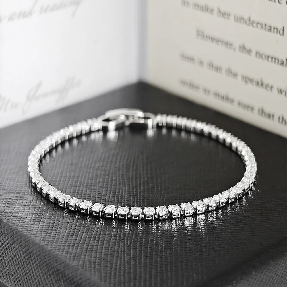 Veloura™ 4mm Diamond Cut Tennis Bracelet – Premium Silver Edition