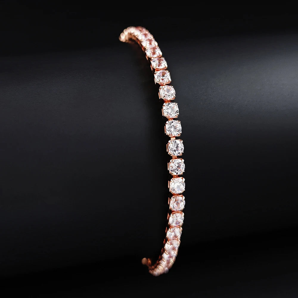 Veloura™ Radiant Tennis Bracelet – 18K Rose, Gold & Silver Edition